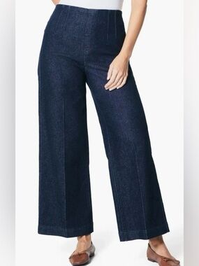 NWT SPANX Zero Waistband Crop Womens Wide Leg Jeans Raw Indigo Wash Size 2x